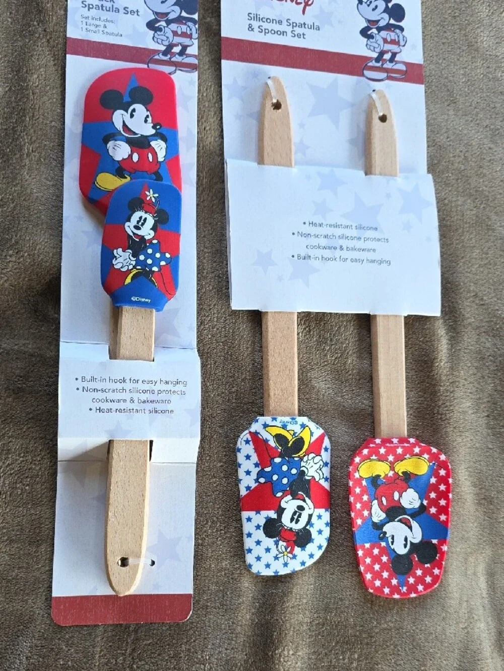 Disney Mickey & Minnie Silicone Spatula and Spoon Set - Red, Blue, White